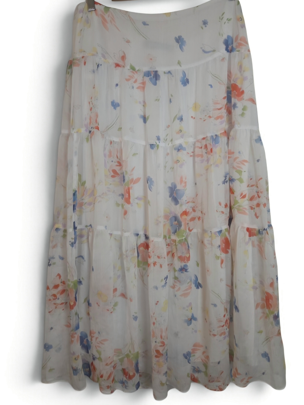 Lauren Ralph Lauren Floral Georgette Tiered Maxi Skirt Sz 12